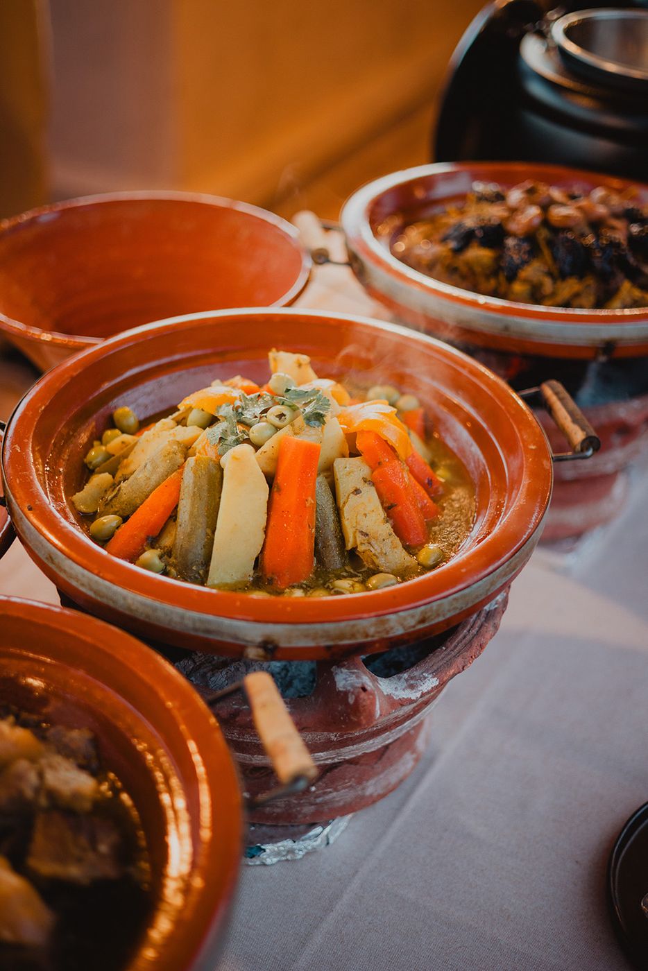 Vegetable couscous in a terracotta dish
